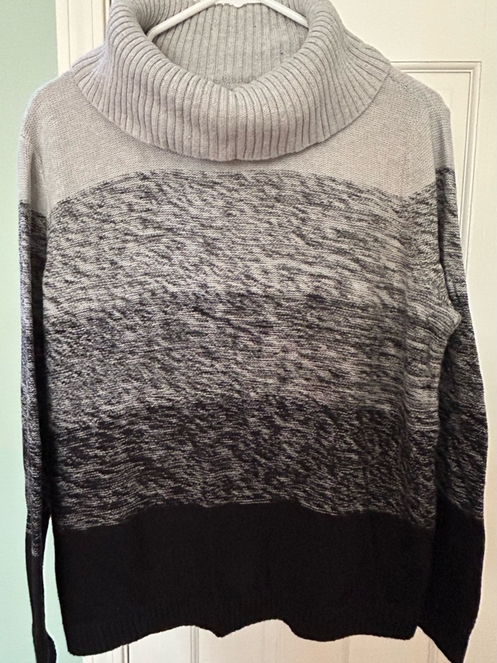Women’s XL Christopher Banks Cowl Neck Black & Gray Striped Sweater